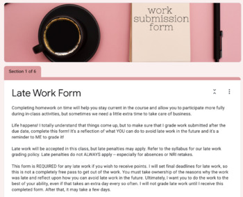 Preview of Late Work Form - Google Form - Editable