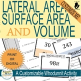 Lateral Area, Surface Area and Volume Customizable Mystery