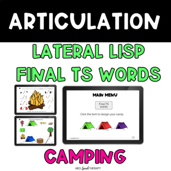 Preview of Lateral Lisp Final TS Words Summer Articulation Boom Cards™ for Speech Therapy
