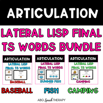 Preview of Lateral Lisp Final TS words Articulation Boom Cards™ for Speech Therapy BUNDLE