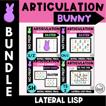 Preview of Lateral Lisp SH CH J S Z Final TS Words Easter Articulation Boom Cards™ BUNDLE