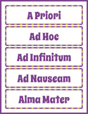 Printable Latin Vocabulary Word Wall Bulletin Board