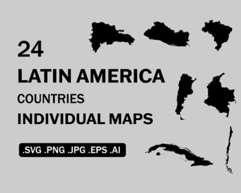 Preview of Latin America Country Maps SVG Bundle Set, Nation National Map, eps png jpg ai