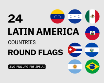 Preview of Latin America Country Round Circle Flags Vector Cricut - SVG PNG JPG PDF EPS AI