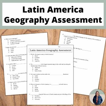 Preview of Latin America Geography Assessment for South America and Mexico
