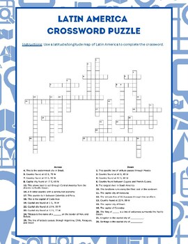 Preview of Latin America Latitude & Longitude Crossword Puzzle