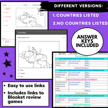 Latin America Map Quizzes: Print and Google Form by Teacher Bistro