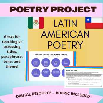 Preview of Latin America Poetry Choice Board - Hispanic Heritage Month
