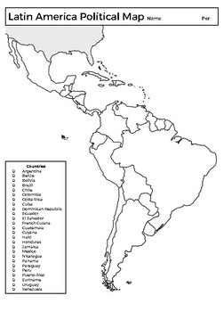 Latin America Political Map by Map Guy | TPT