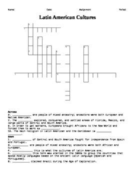 latin america crossword worksheets teaching resources tpt