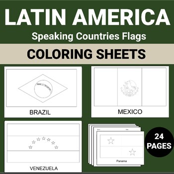 Preview of Latin American Countries Flags , 24 Coloring Sheet , Geography learning