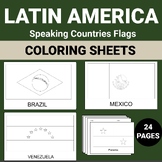 Latin American Countries Flags , 24 Coloring Sheet , Geogr