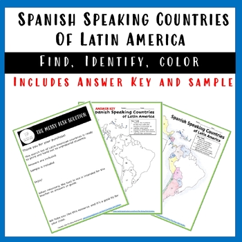 Preview of Spanish Speaking Latin American Countries -  Label and Color