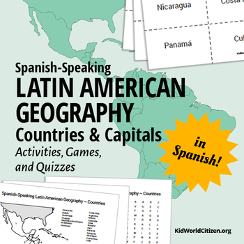 Preview of Latin American Countries and Capitals: Geography Activities and Games in Spanish