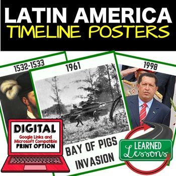 Preview of Latin America Timeline Posters and Activity Pages Print and Google