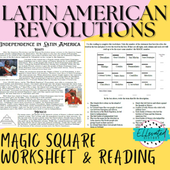 Preview of Latin American Revolutions - Magic Square Worksheet