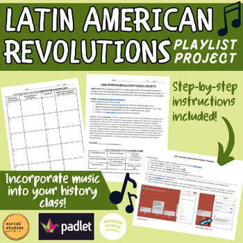 Preview of Latin American Revolutions Playlist Project: Template, & Example Included