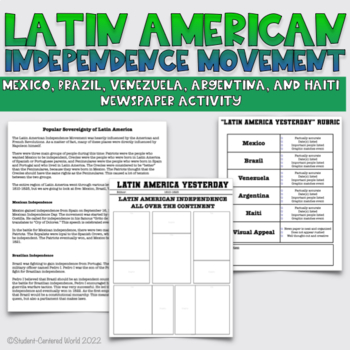 Preview of Latin American Revolutions Project - Mexico, Brazil, Venezuela, Argentina, Haiti
