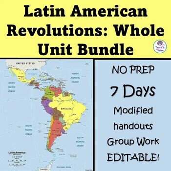Preview of Latin American Revolutions: Whole Unit Bundle: 7 Days (Editable)