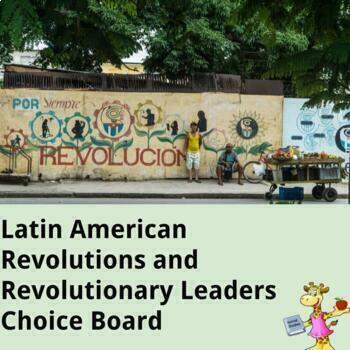 Preview of Latin American Revolutions and Revolutionary Leaders Choice Board Hyperdoc