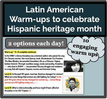 Preview of Latin American Warm-ups to celebrate Hispanic heritage month