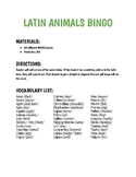 Latin Animals Bingo