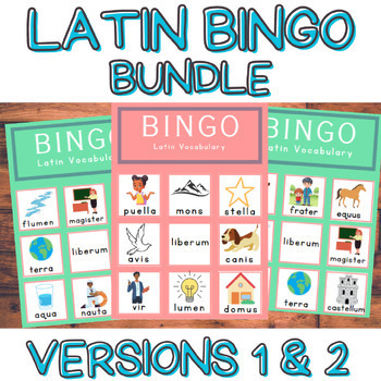 Preview of Latin Bingo Game Bundle!  Includes Version 1 & 2 for Small Groups / Centers