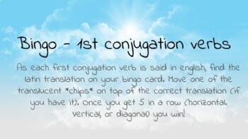 Preview of Latin Bingo: first conjugation verbs