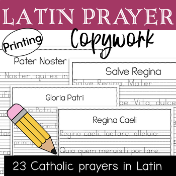 Preview of Latin Catholic Prayer Copywork - Printing Handwriting Practice