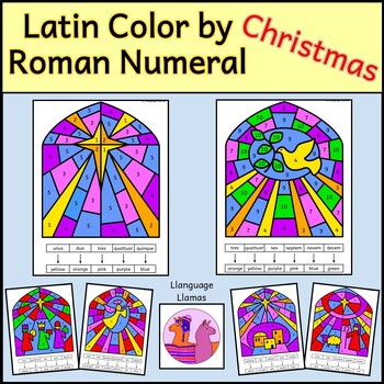 Preview of Latin Christmas Color by Number, Roman numerals