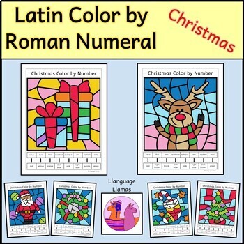Preview of Latin Christmas Color by Roman numerals, color by number