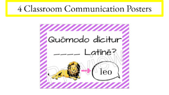 Preview of Latin Classroom Communication Posters (Classroom Decor) - Purple Version