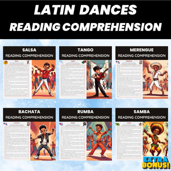 Preview of Latin Dances Hispanic Heritage Reading Comprehension Bundle | Dance and Music