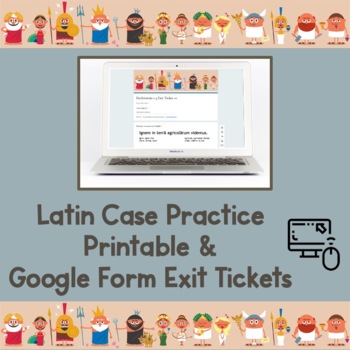 Preview of Latin Noun Declension Chart Practice: Sentences (Google Forms &Printable)