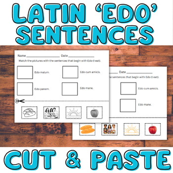 Preview of Latin (Edo - I eat) Language Vocabulary Matching Worksheets | Cut & Paste!