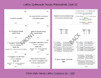 Preview of Latin Grammar Rules Flashcards (Set 2)