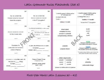 Preview of Latin Grammar Rules Flashcards (Set 3)