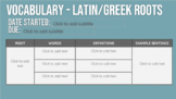 Latin/Greek Root Vocabulary Unit + Interactive Notes