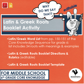 Preview of Latin & Greek Roots Vocabulary - Grade 6 {Digital & PDF} Distance Learning
