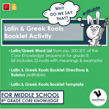 Preview of Latin & Greek Roots Vocabulary - Grade 8 {Digital & PDF} Distance Learning