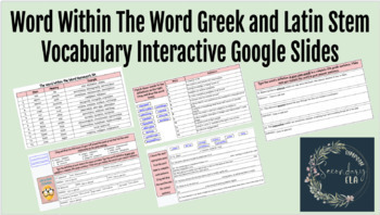 Latin/Greek Word Stems List 5A Interactive Activities And Quizzes - Digital