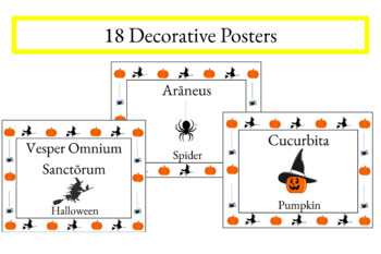 Preview of Latin Halloween Vocab Posters - Classroom Decor