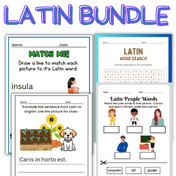 Preview of Latin Language Bundle Vocabulary Wordsearch, Matching, Translate Sentences, etc!