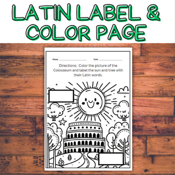 Preview of Latin Language Label & Coloring Page Vocabulary Worksheet | Morning Work, Center