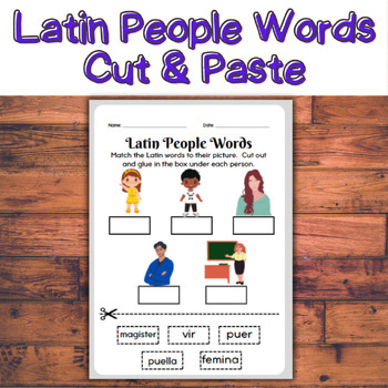 Preview of Latin Language People Words Vocabulary Worksheet: Cut & Paste Activity!