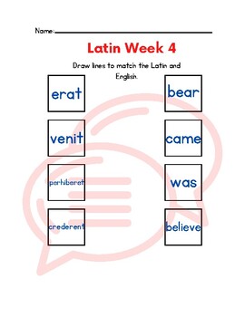 Preview of Latin Matching Week 4 CC