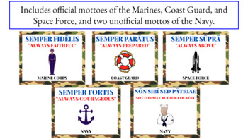 Preview of Latin Mottoes of the US Armed Forces - Classroom Decor