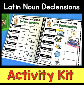 Preview of Latin Noun Declensions - Posters Flash Cards - Activities Games Charts Pictures
