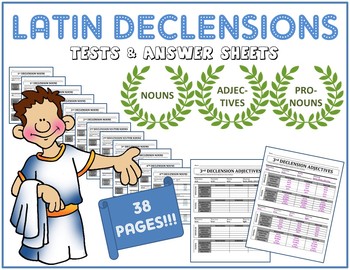 Preview of Latin Noun Declensions Tests & Answer Sheets