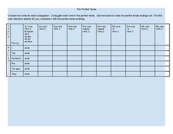 Preview of Latin Perfect Tense Chart